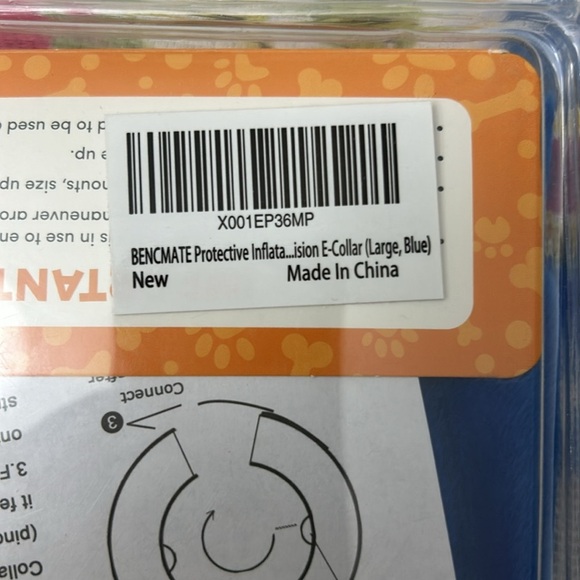 BENCMATE Inflatable Dog Collar Size Large Color Blue. New in box. - Picture 5 of 5